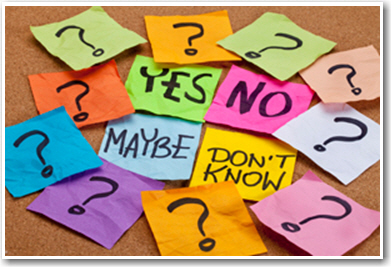 Question Marks with Multiple Options including Yes, No, Maybe, and Don't Know.