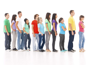 People standing in a line.