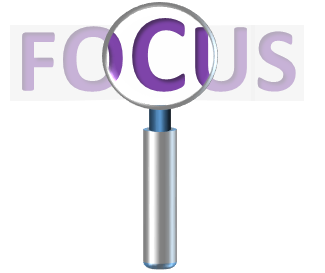 A magnifying glass focusing on the word forcus.
