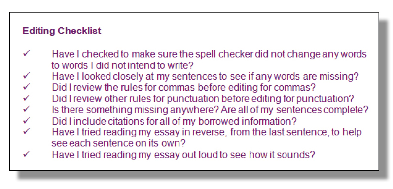 Editing Checklist 